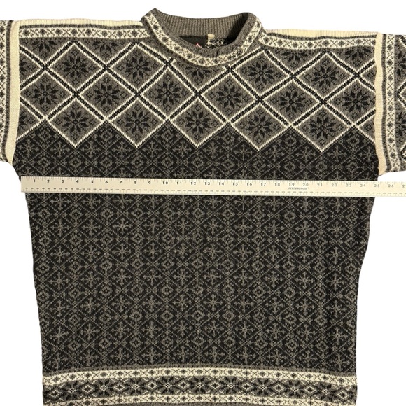 Vintage Mens Black Canyon 100% Wool Sweater Grey Norwegian Style Made In Canada - Picture 4 of 12